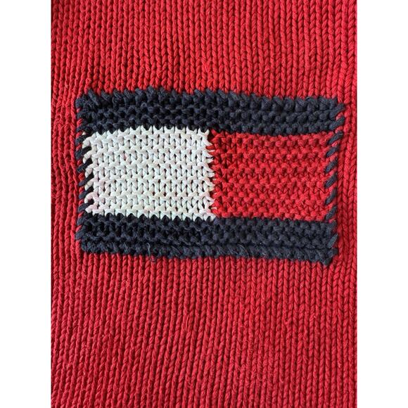 Tommy Hilfiger Hand 3D Chunky Knit Turtleneck Sweater Large Vintage 90s Big Logo - Picture 11 of 13